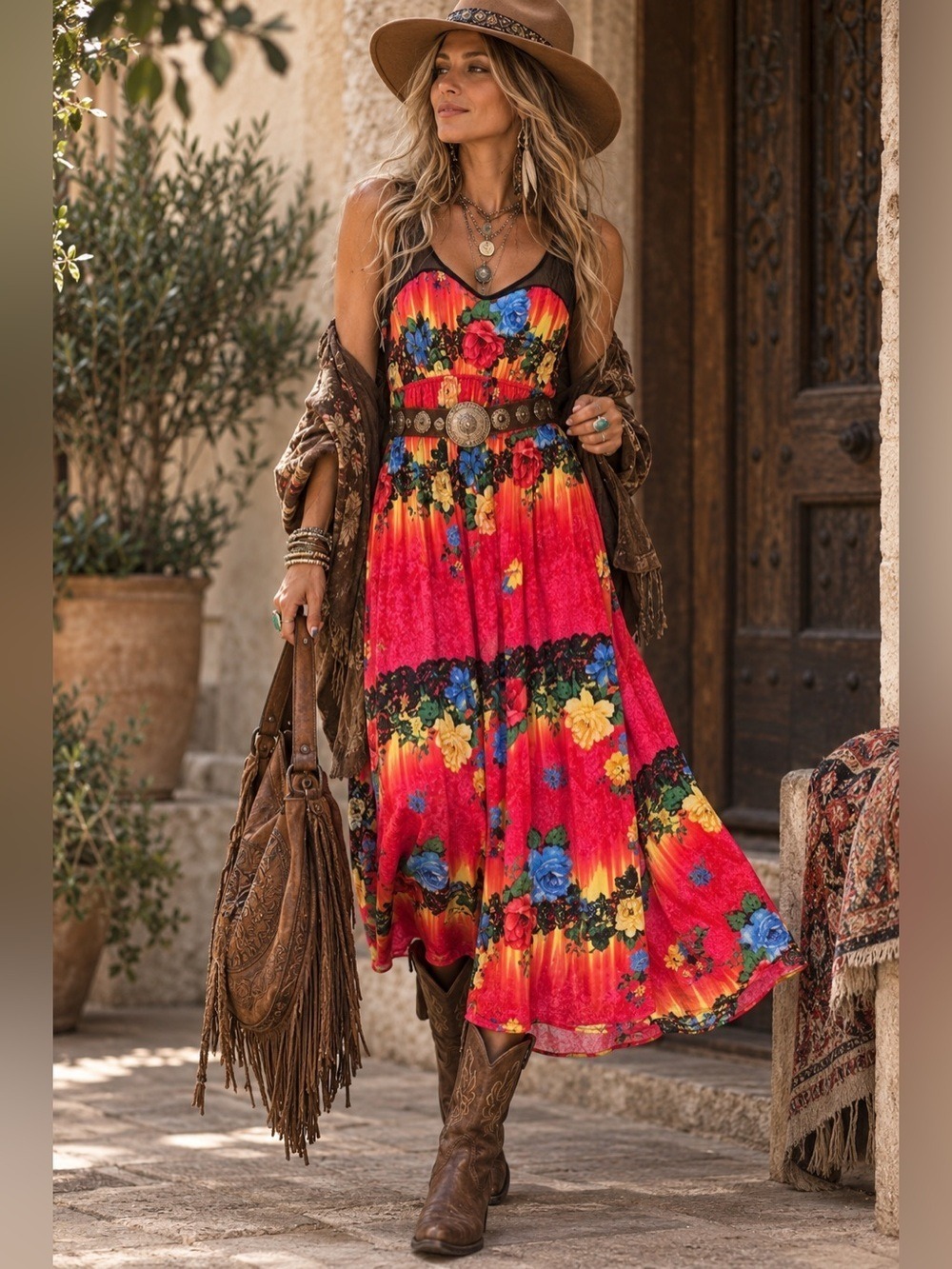Floral Mesh Illusion Neck Maxi Dress | Sleeveless Boho Garden Part